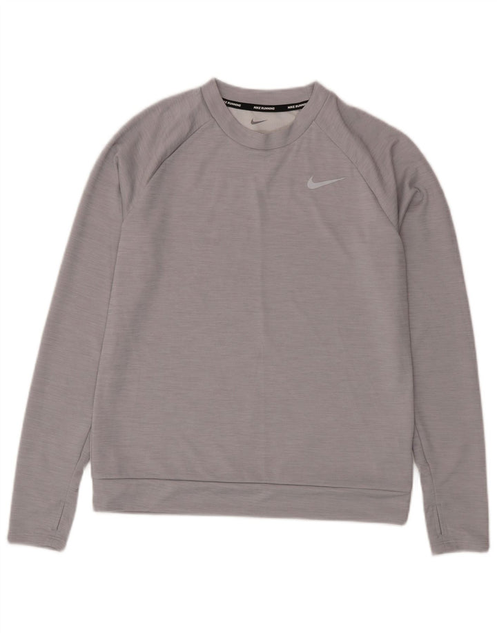 Nike Womens Sweatshirt Jumper UK 10 Small Grey Flecked Polyester