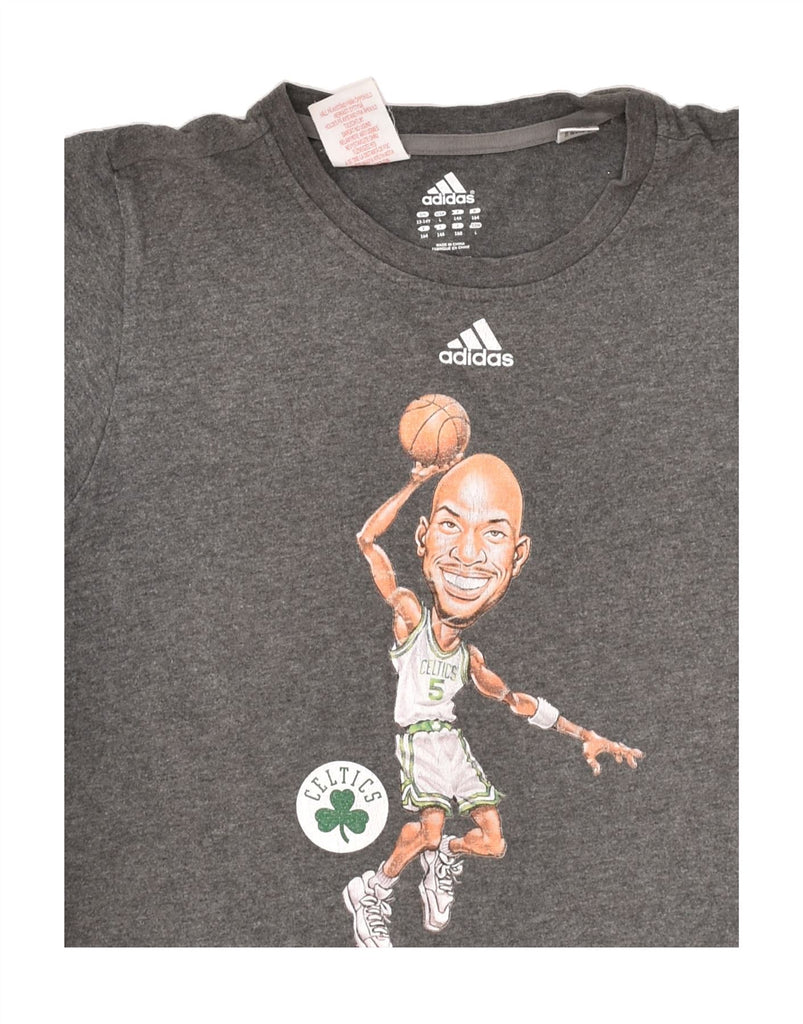 ADIDAS Boys Celtics Graphic T-Shirt Top 13-14 Years Grey Cotton | Vintage Adidas | Thrift | Second-Hand Adidas | Used Clothing | Messina Hembry 