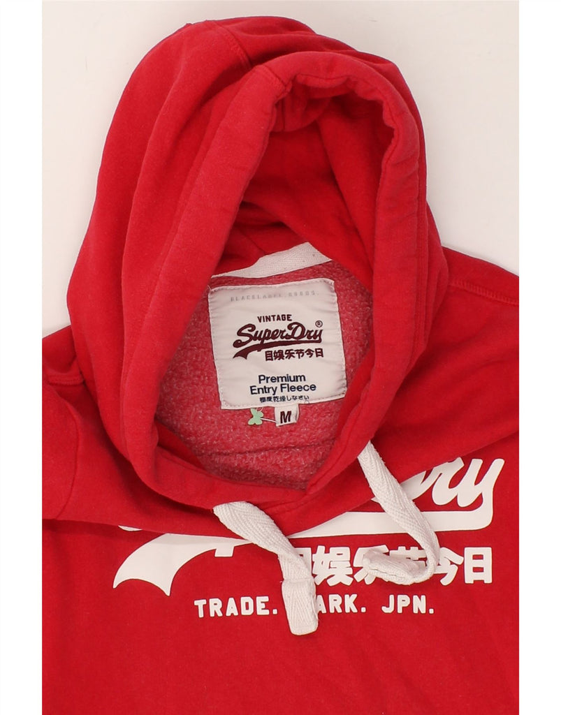 SUPERDRY Womens Graphic Hoodie Jumper UK 14 Medium Red Cotton Vintage Superdry and Second-Hand Superdry from Messina Hembry 