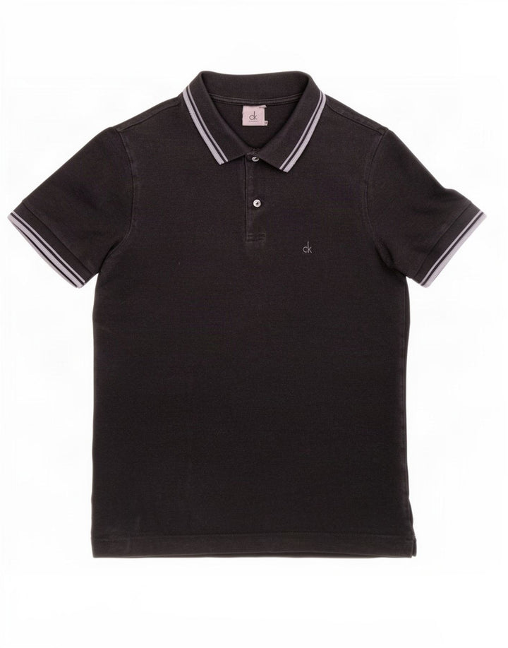 Calvin Klein Mens Polo Shirt Small Black Striped