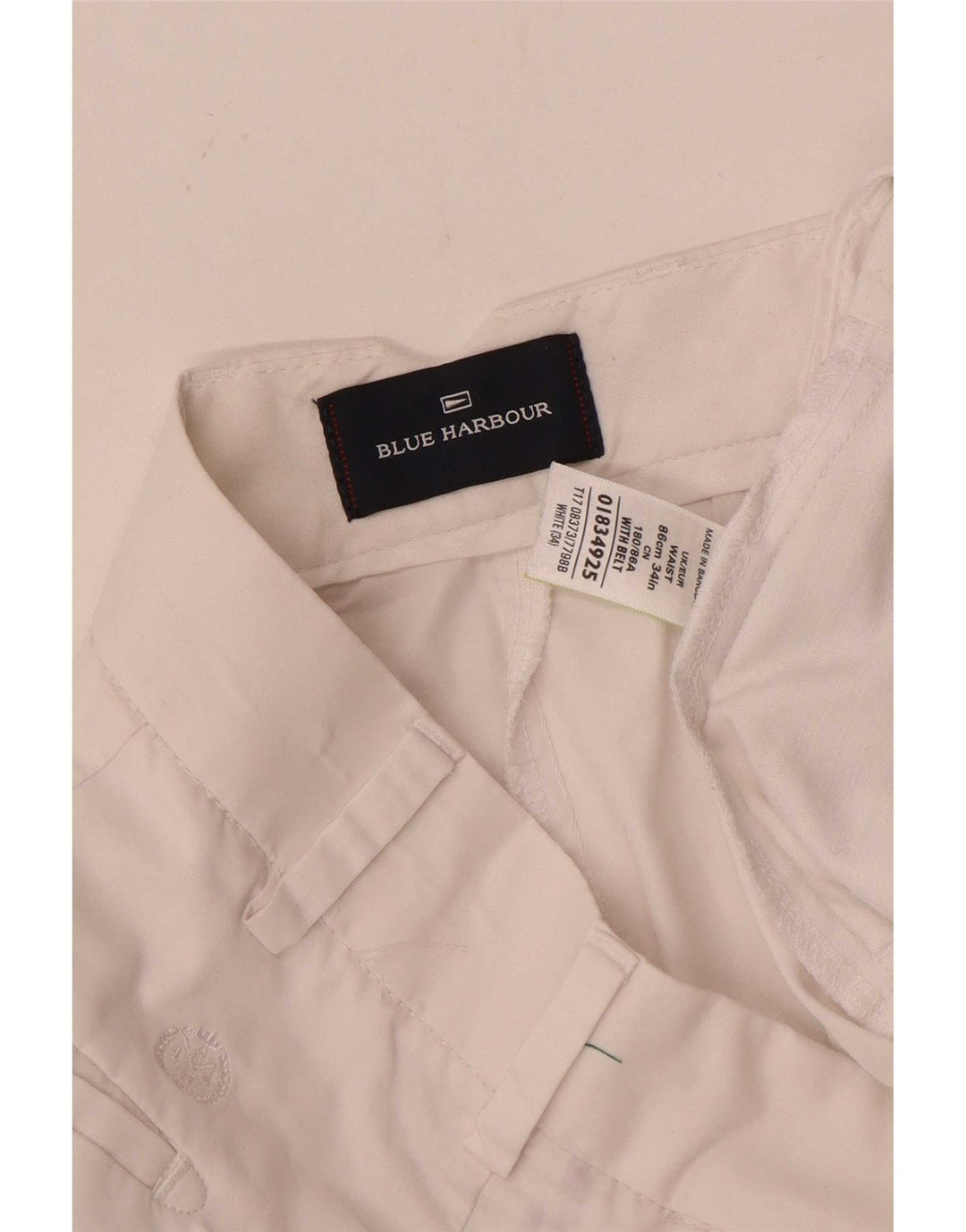 Marks & Spencer Mens Blue Harbour Chino Shorts W34 Large White Cotton