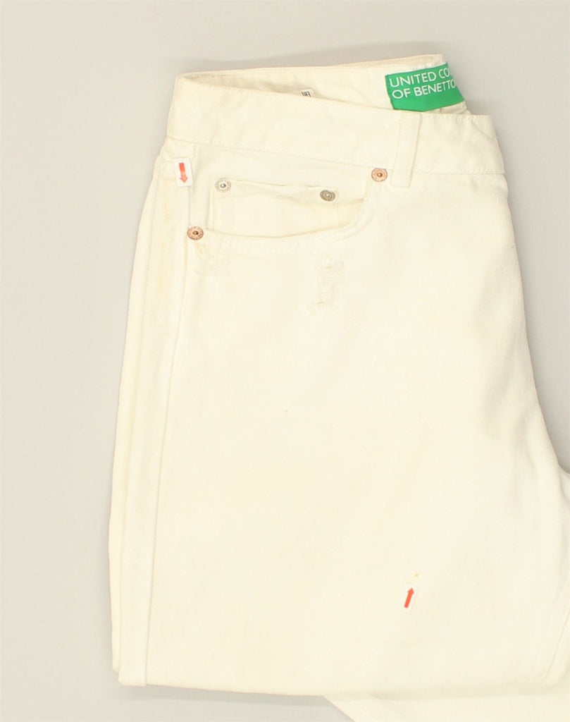 BENETTON Womens Straight Jeans W30 L26 White Cotton | Vintage Benetton | Thrift | Second-Hand Benetton | Used Clothing | Messina Hembry 