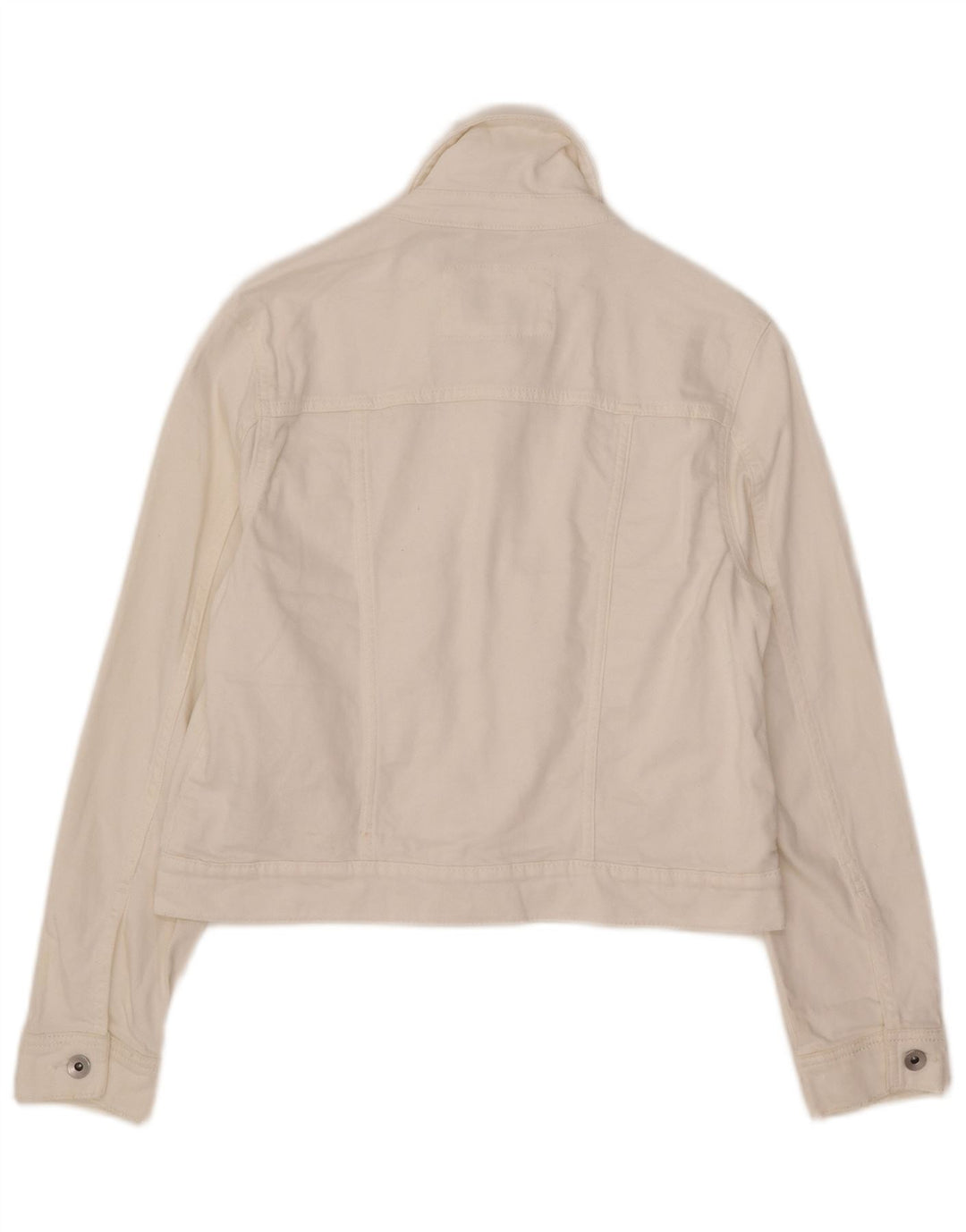 Marks & Spencer Womens Crop Denim Jacket UK 12 Medium White Cotton