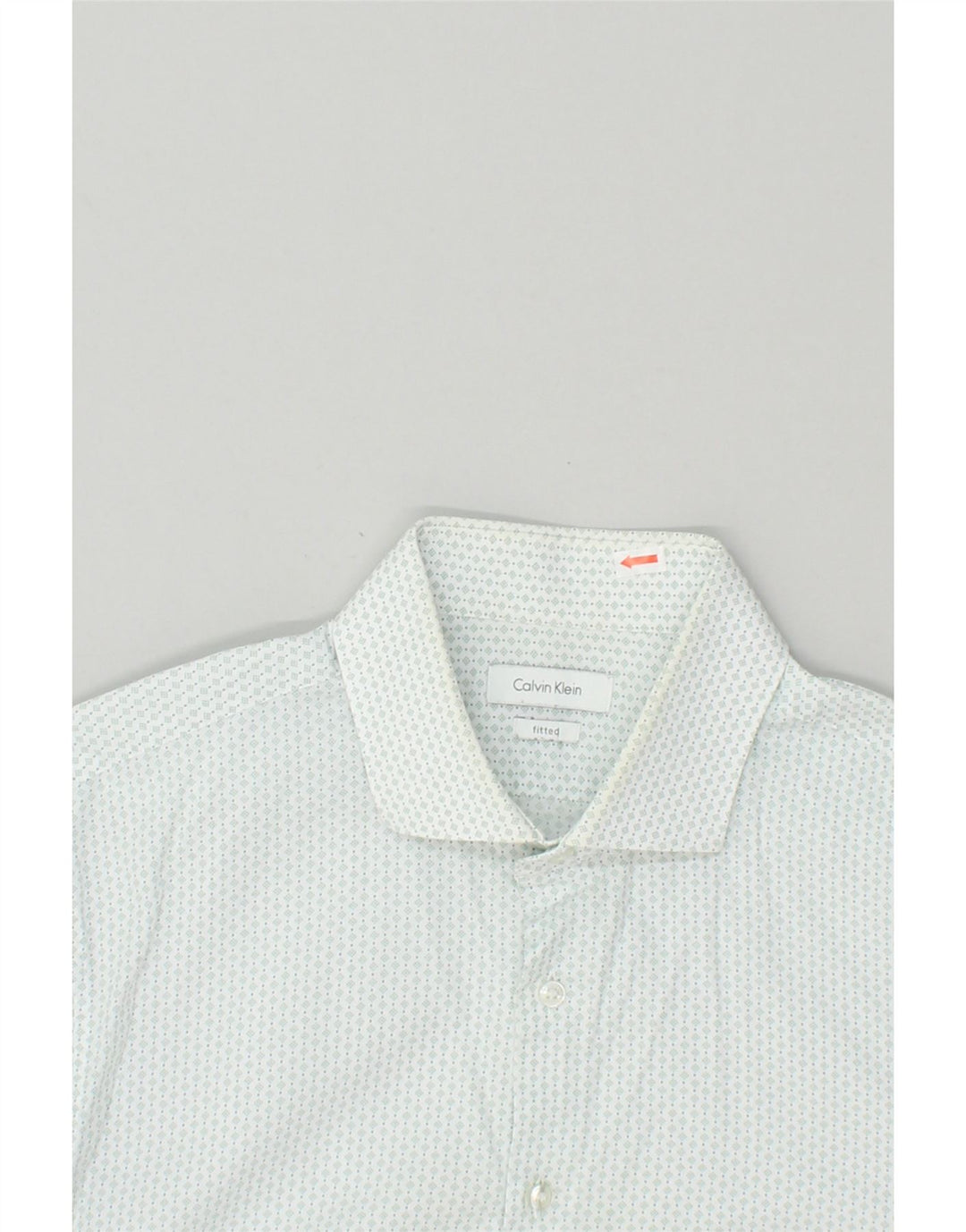 CALVIN KLEIN Mens Fitted Shirt Size 16 41 Large White Argyle/Diamond | Vintage Calvin Klein | Thrift | Second-Hand Calvin Klein | Used Clothing | Messina Hembry 