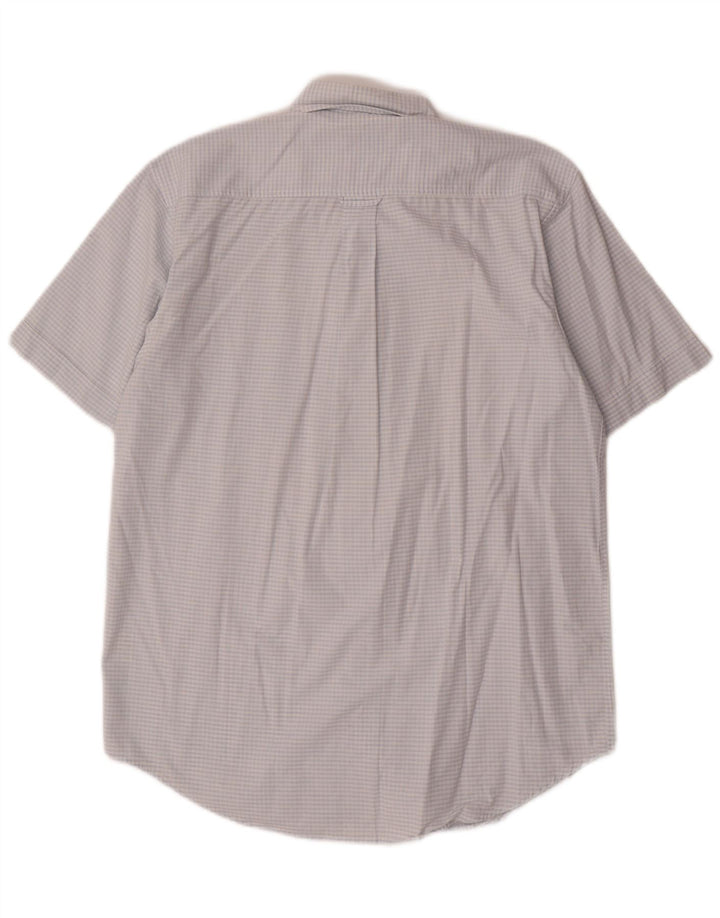Balloon Mens Short Sleeve Shirt Size 40 15 3/4 Medium Blue Check Cotton