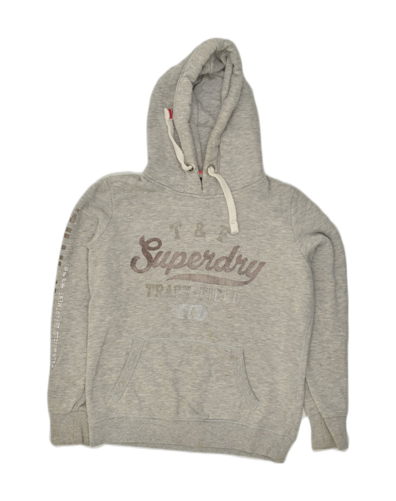 SUPERDRY Womens Graphic Hoodie Jumper UK 12 Medium Grey | Vintage Superdry | Thrift | Second-Hand Superdry | Used Clothing | Messina Hembry 