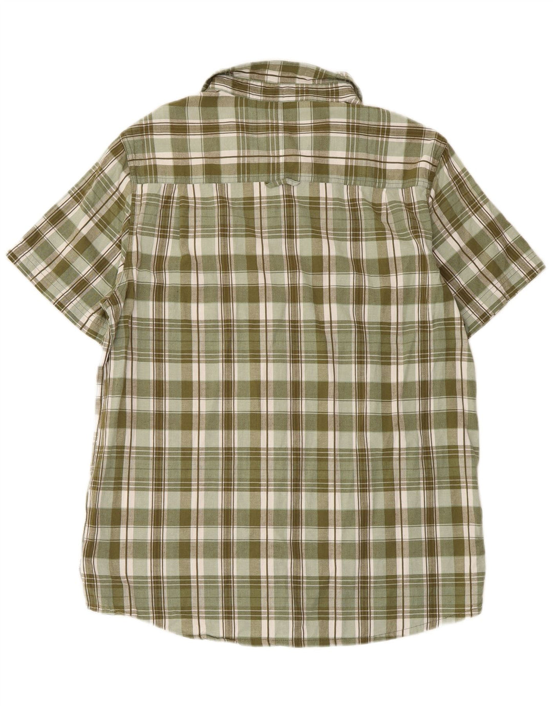 Mountain Warehouse Mens Short Sleeve Shirt Large Green Check Cotton