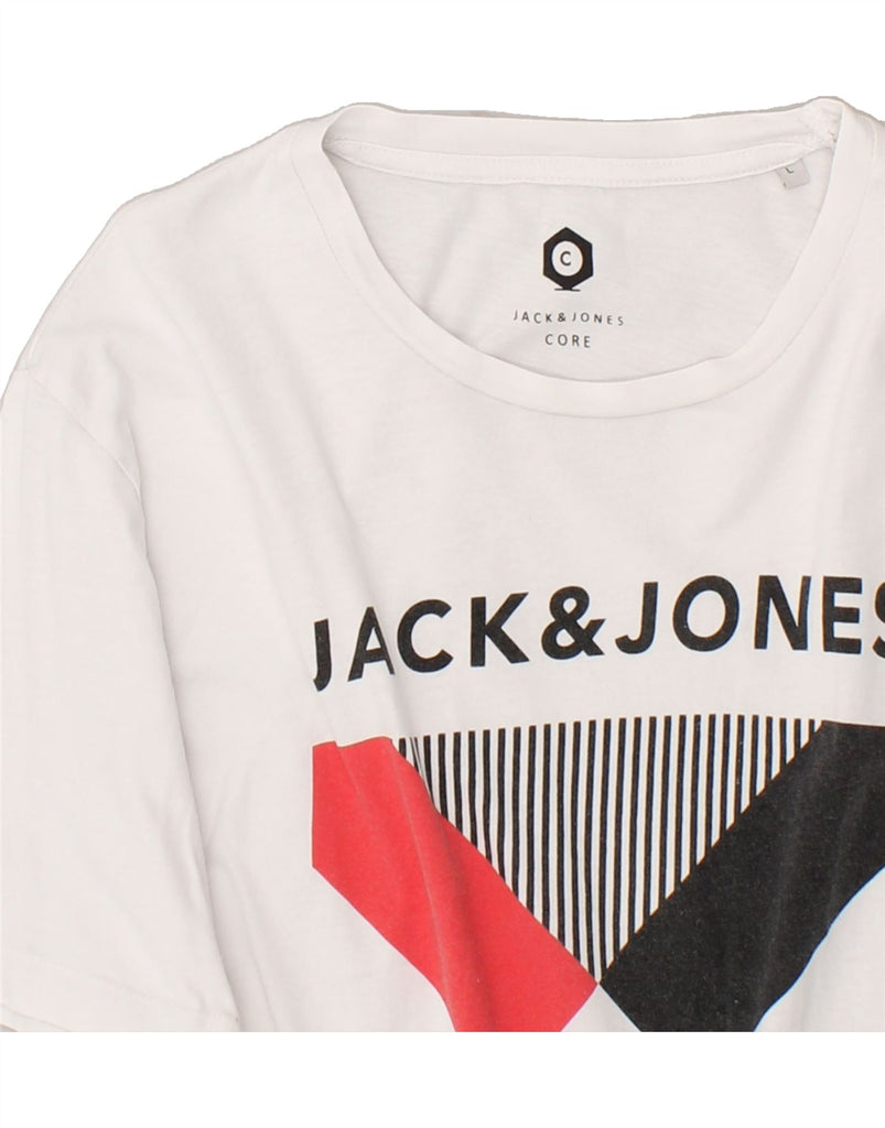 JACK & JONES Mens Graphic T-Shirt Top Large White Cotton | Vintage Jack & Jones | Thrift | Second-Hand Jack & Jones | Used Clothing | Messina Hembry 