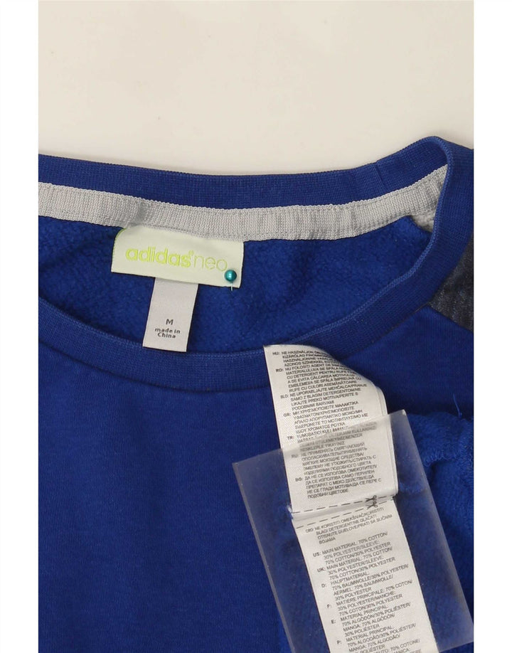 Adidas Mens Neo Graphic Sweatshirt Jumper Medium Blue Colourblock Cotton
