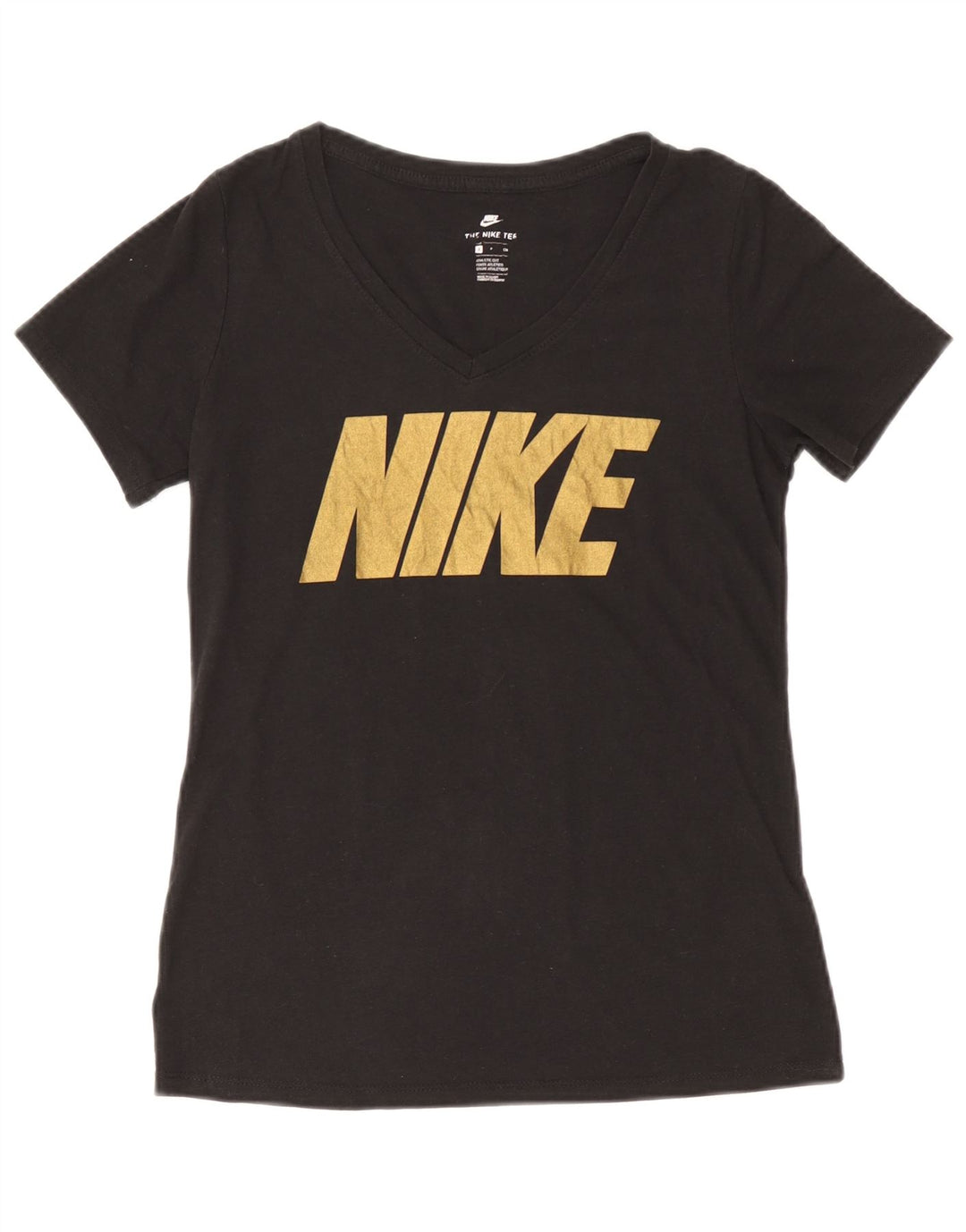 NIKE Womens Athletic Cut Graphic T-Shirt Top UK 10 Small Black Polyester