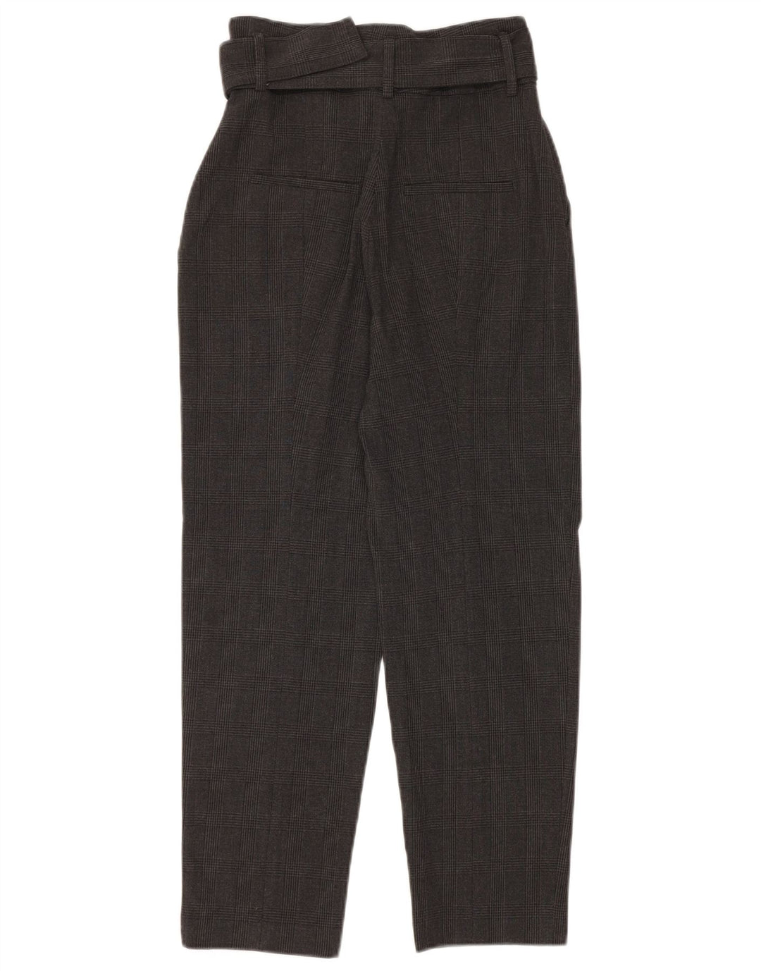 ZARA Womens High Waist Tapered Suit Trousers XS W24 L26 Grey Check