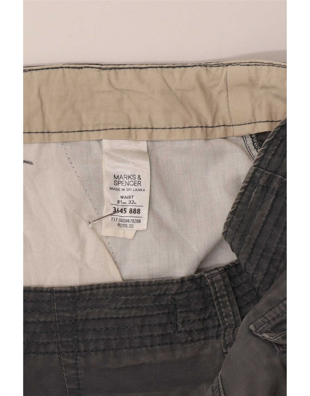 Marks & Spencer Mens Cargo Shorts W32 Medium Grey Cotton