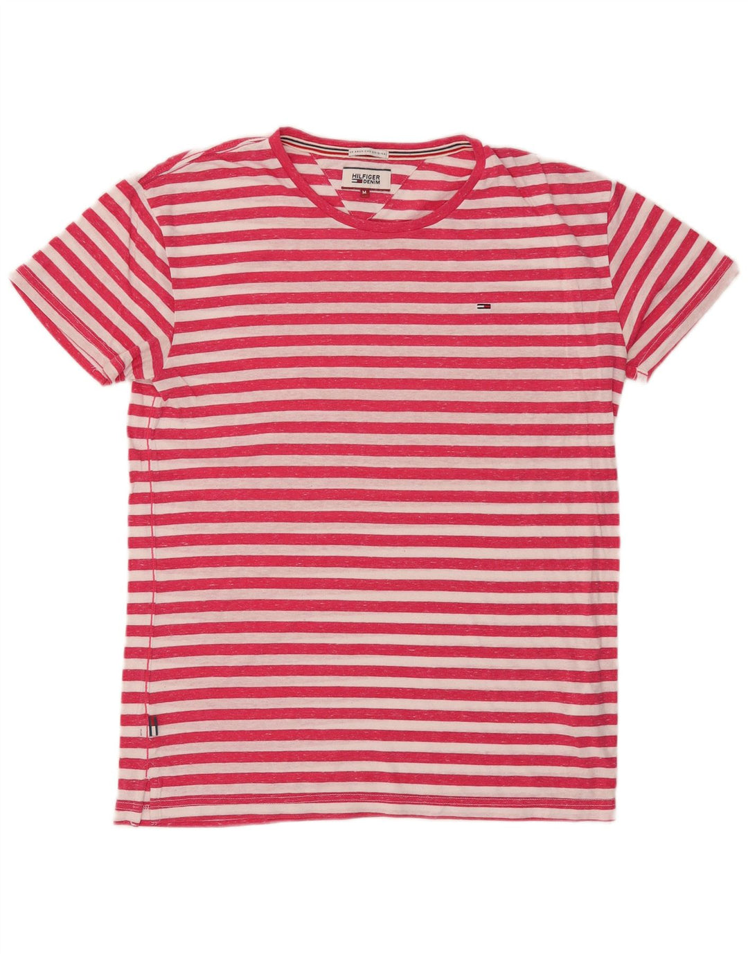 Tommy Hilfiger Mens T-Shirt Top Medium Red Striped Cotton