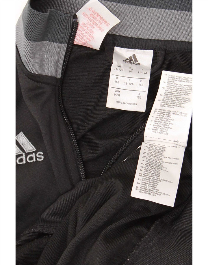 Adidas Boys Tracksuit Top Jacket 11-12 Years Black Polyester