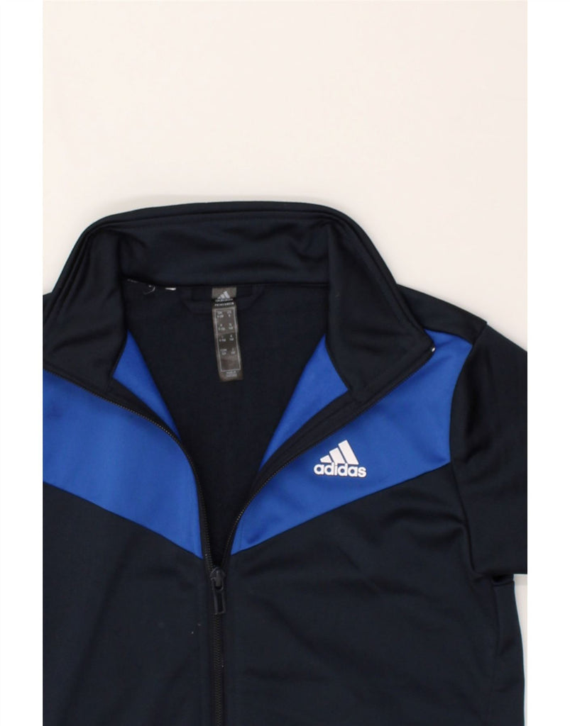 ADIDAS Boys Graphic Tracksuit Top Jacket 9-10 Years Navy Blue Colourblock | Vintage Adidas | Thrift | Second-Hand Adidas | Used Clothing | Messina Hembry 