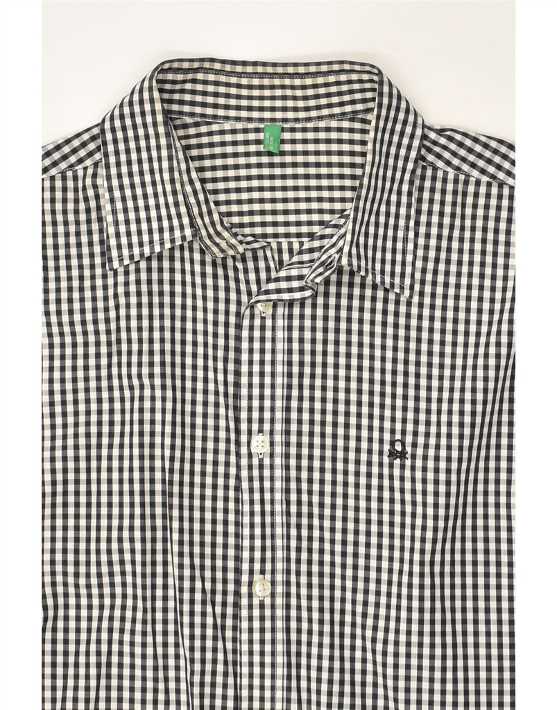 BENETTON Mens Shirt Medium Black Gingham | Vintage Benetton | Thrift | Second-Hand Benetton | Used Clothing | Messina Hembry 