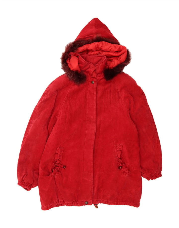 LINDA'S Womens Hooded Windbreaker Coat UK 14 Medium Red Vintage Linda's and Second-Hand Linda's from Messina Hembry 