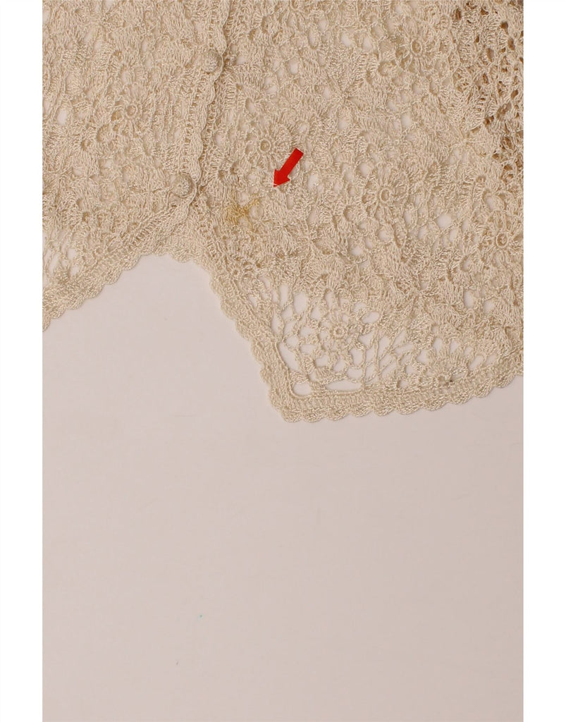 VINTAGE Womens Sleeveless Crochet Cardigan Top UK 16 Large Beige Vintage Vintage and Second-Hand Vintage from Messina Hembry 