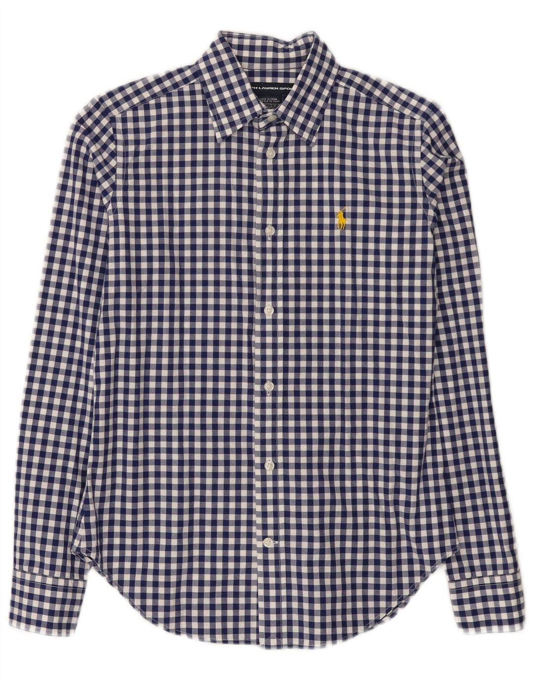 Ralph Lauren Womens Shirt US 6 Medium Blue Gingham Cotton