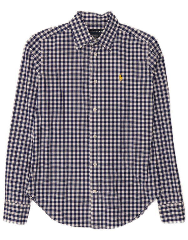 Ralph Lauren Womens Shirt US 6 Medium Blue Gingham Cotton
