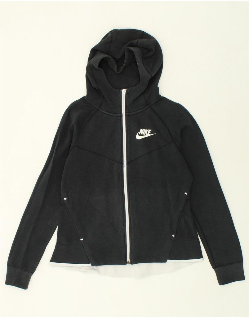 NIKE Womens Zip Hoodie Sweater UK 14 Medium Black | Vintage Nike | Thrift | Second-Hand Nike | Used Clothing | Messina Hembry 