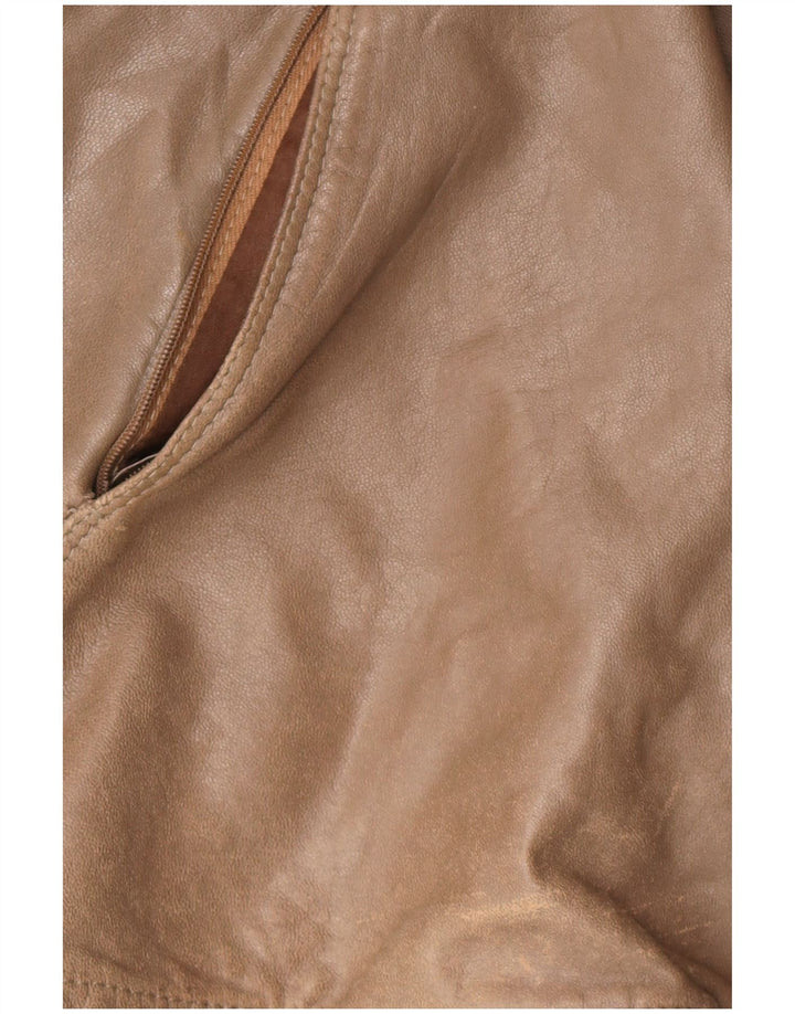 Cristiano Di Thiene Womens Leather Jacket UK 14 Medium Brown Leather