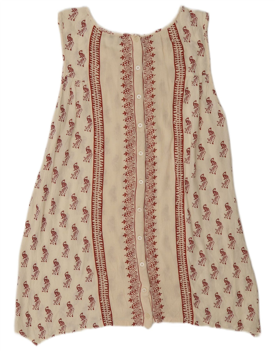 Fat Face Womens Abstract Pattern Tunic Top UK 12 Medium Off White