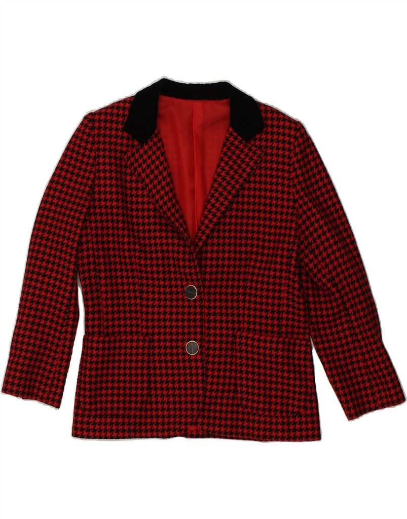 VINTAGE Womens 2 Button Blazer Jacket UK 18 XL Red Houndstooth | Vintage Vintage | Thrift | Second-Hand Vintage | Used Clothing | Messina Hembry 