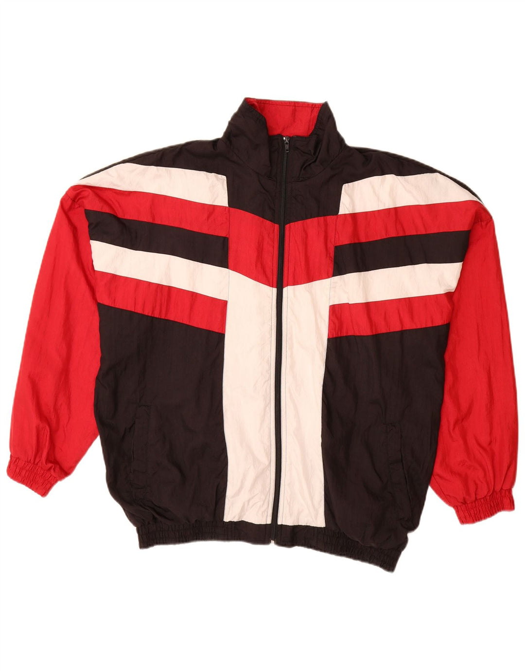 VINTAGE Mens Tracksuit Top Jacket XL Multicoloured Colourblock Polyamide