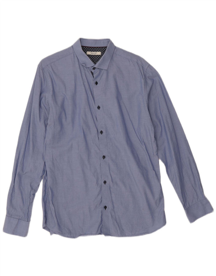 Jack & Jones Mens Shirt Size 42 Large Blue Cotton
