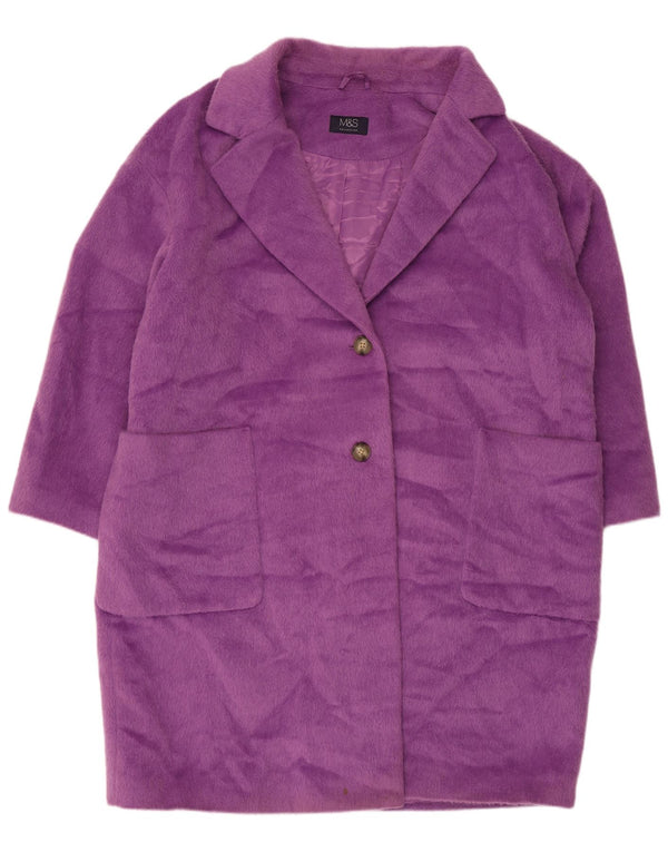 Marks & Spencer Womens Overcoat UK 22 3XL Purple Polyester