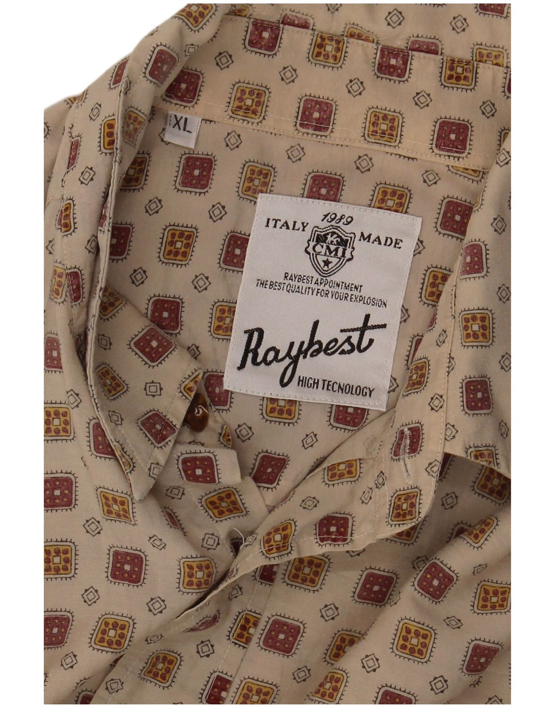 Raybest Mens Shirt XL Beige Geometric