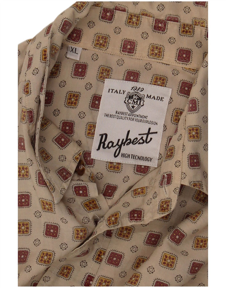 Raybest Mens Shirt XL Beige Geometric