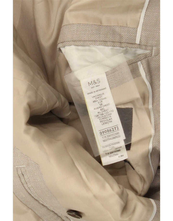 Marks & Spencer Mens 2 Button Blazer Jacket UK 48 2XL Beige Linen