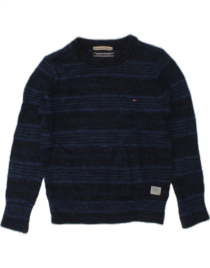 TOMMY HILFIGER Boys Crew Neck Jumper Sweater 2-3 Years Navy Blue Striped | Vintage Tommy Hilfiger | Thrift | Second-Hand Tommy Hilfiger | Used Clothing | Messina Hembry 