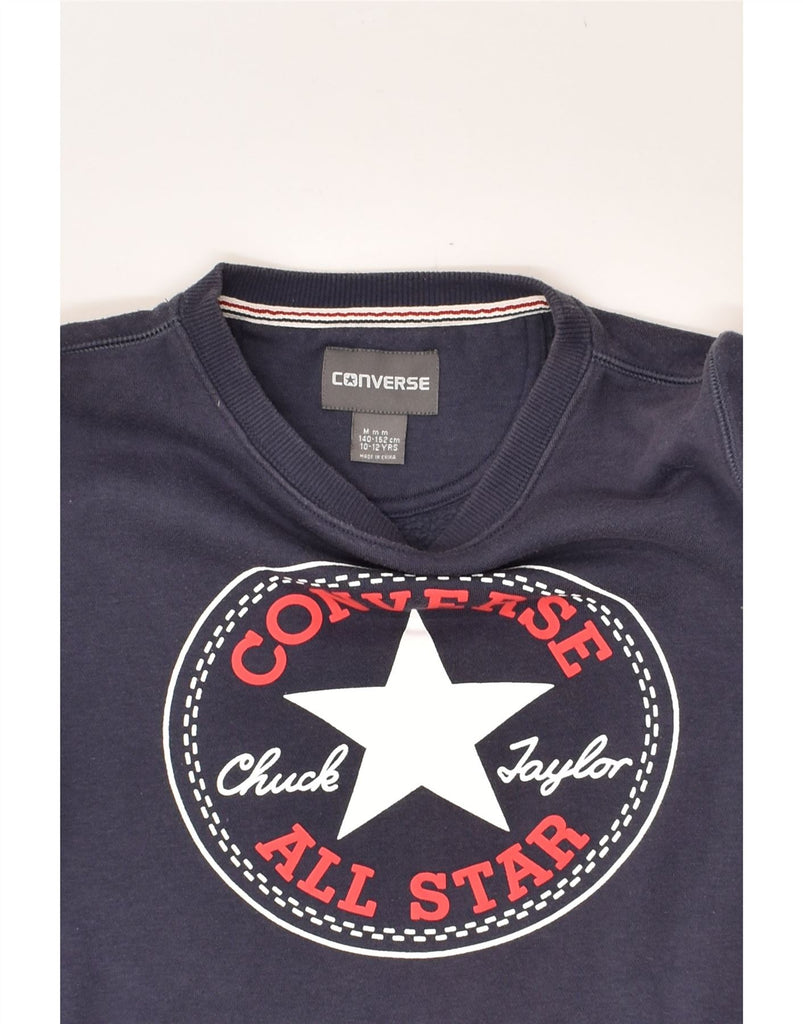 CONVERSE Boys Graphic Sweatshirt Jumper 10-11 Years Medium Navy Blue | Vintage Converse | Thrift | Second-Hand Converse | Used Clothing | Messina Hembry 