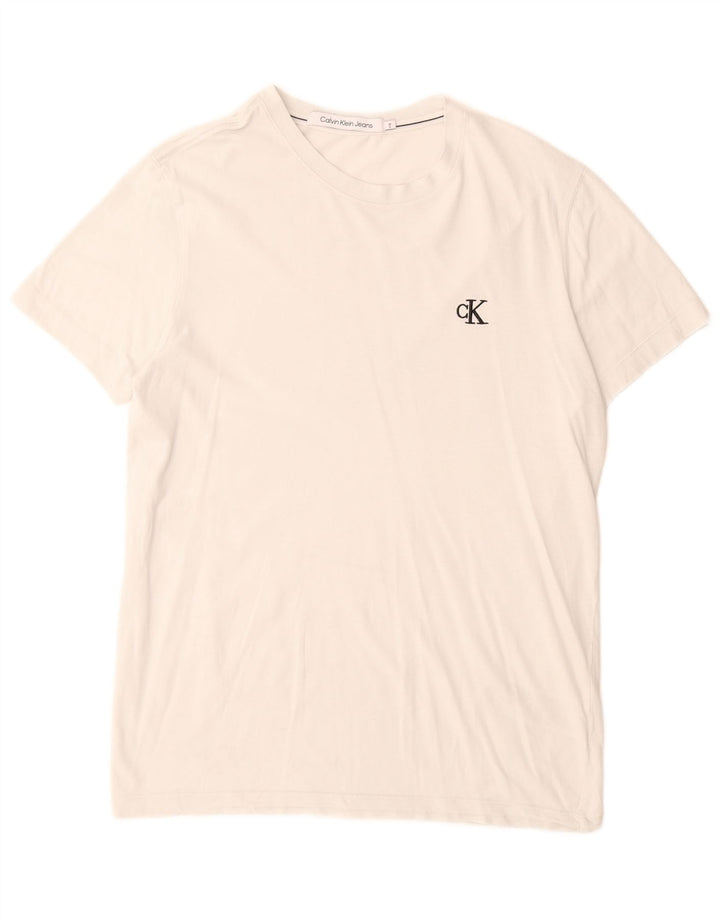 Calvin Klein Jeans Mens T-Shirt Top Medium White Cotton