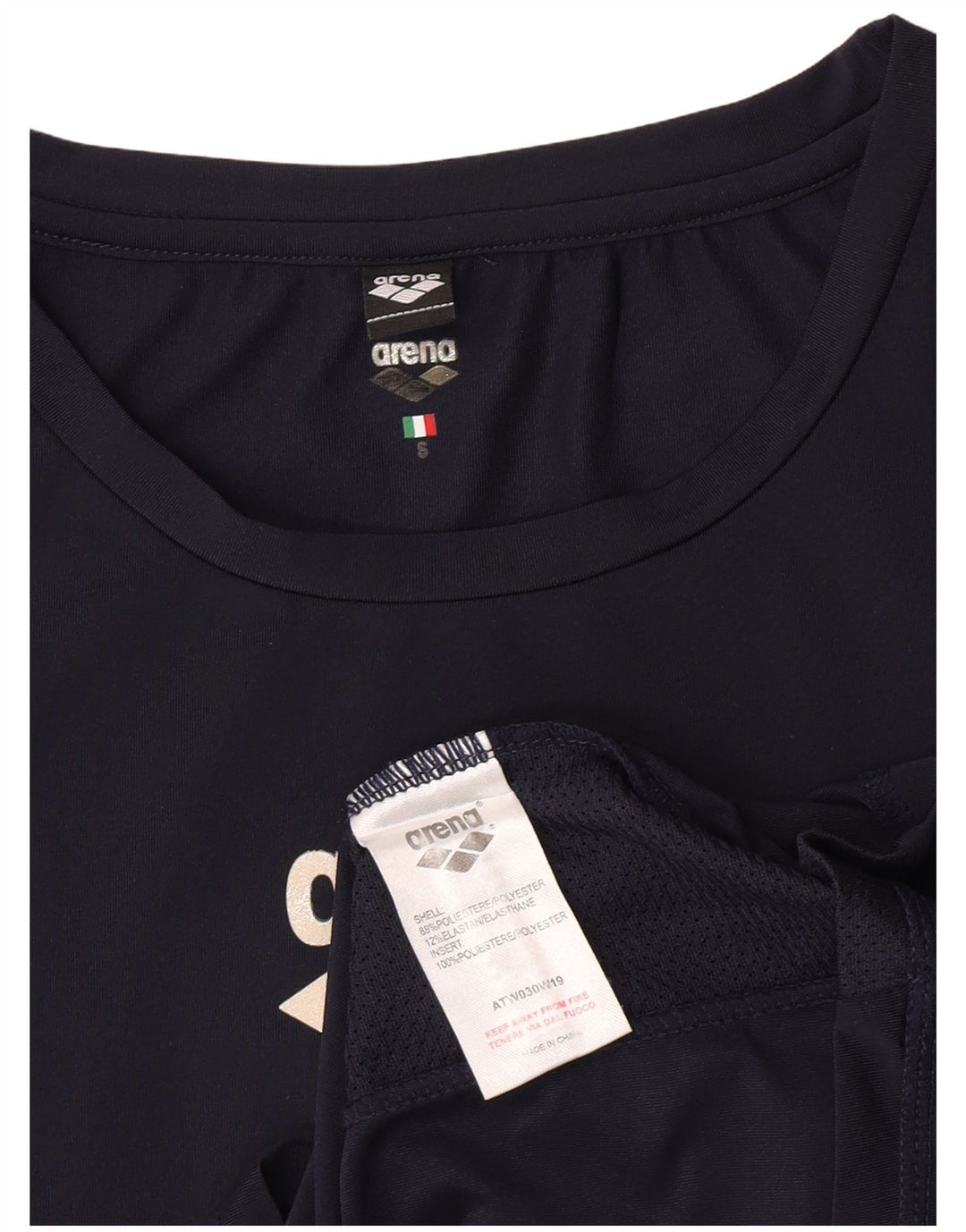 Arena Womens Graphic T-Shirt Top UK 10 Small Navy Blue Polyester