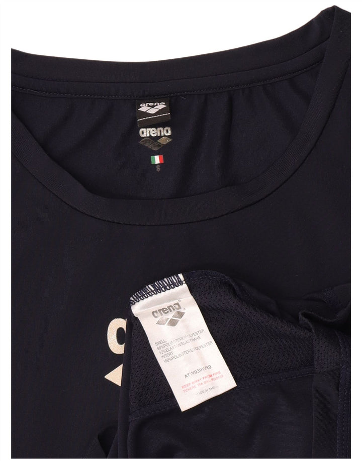 Arena Womens Graphic T-Shirt Top UK 10 Small Navy Blue Polyester