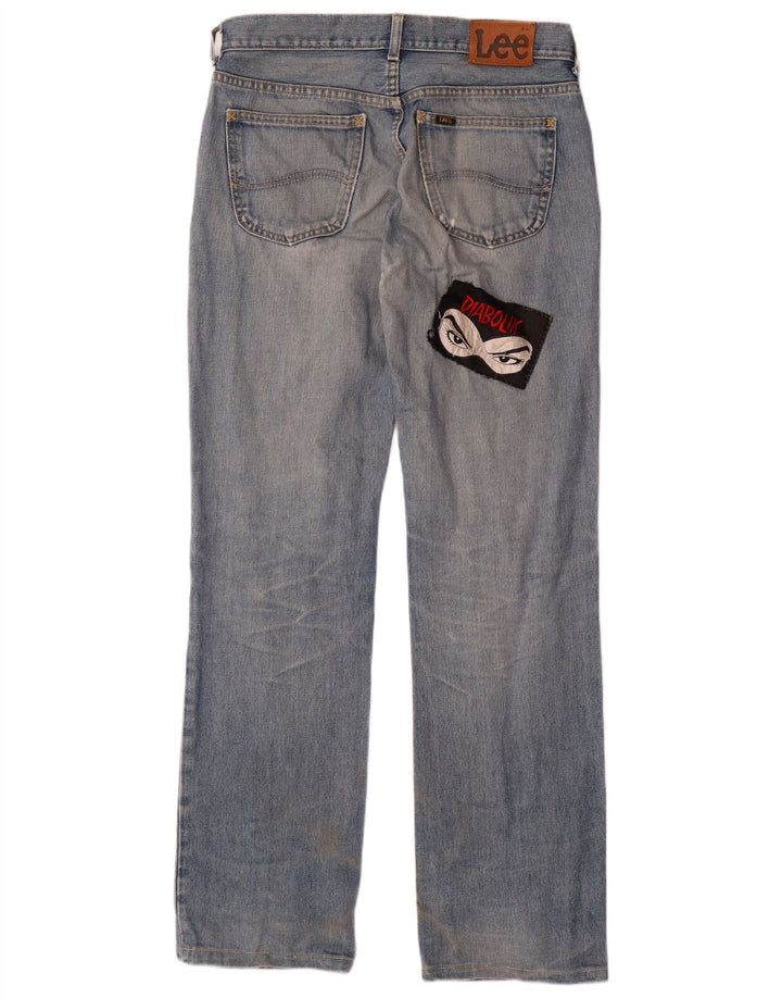 LEE Mens Graphic Straight Jeans W32 L33  Blue Cotton