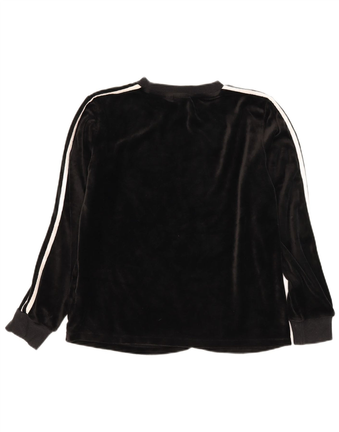 Adidas Womens Velour Top Long Sleeve UK 12 Medium Black Polyester