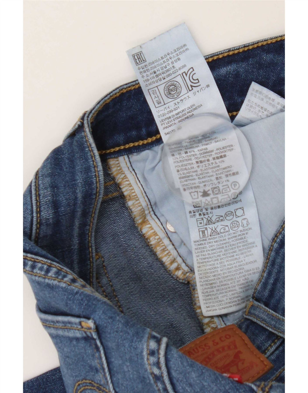 Levi's Womens 714 Straight Jeans W25 L34 Blue Cotton