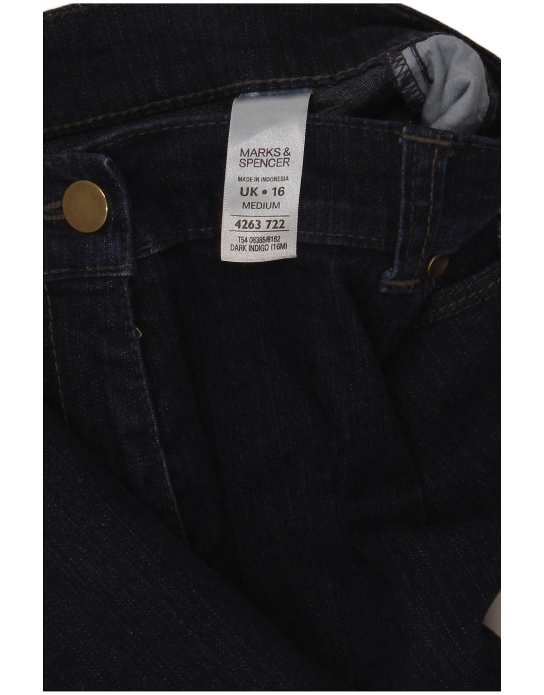 Marks & Spencer Womens Bootcut Jeans UK 16 Large W32 L30 Navy Blue Cotton