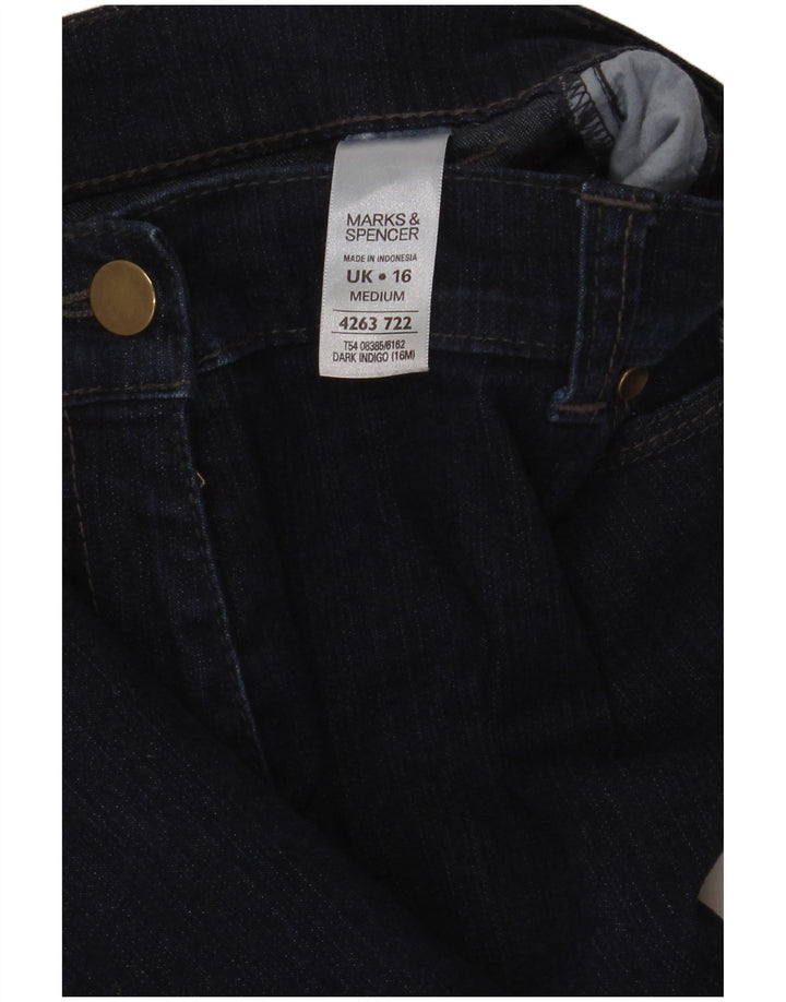 Marks & Spencer Womens Bootcut Jeans UK 16 Large W32 L30 Navy Blue Cotton