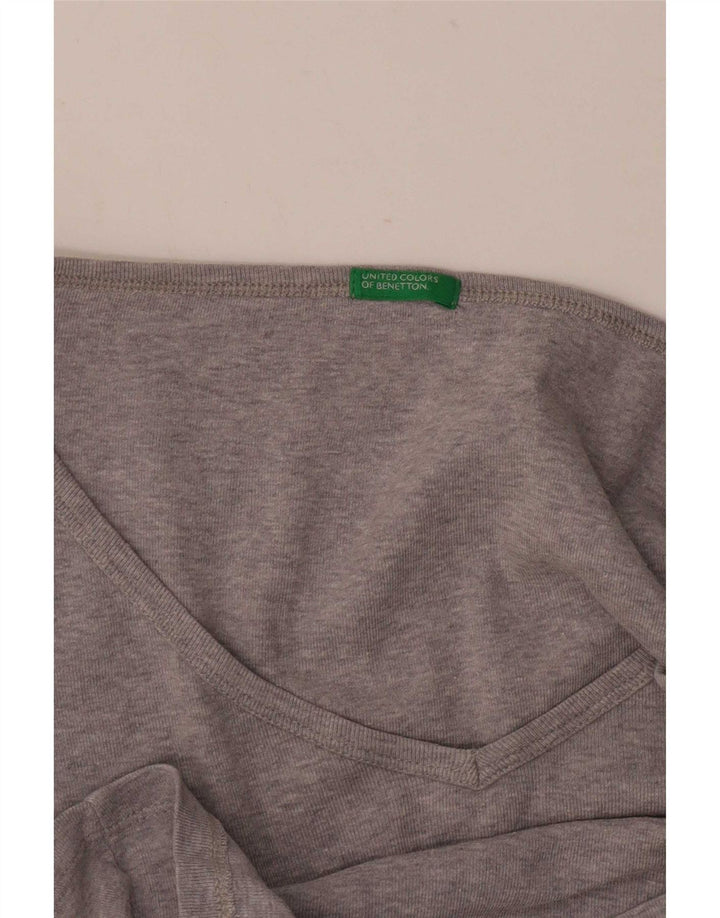 Benetton Womens Top Long Sleeve UK 10 Small Grey