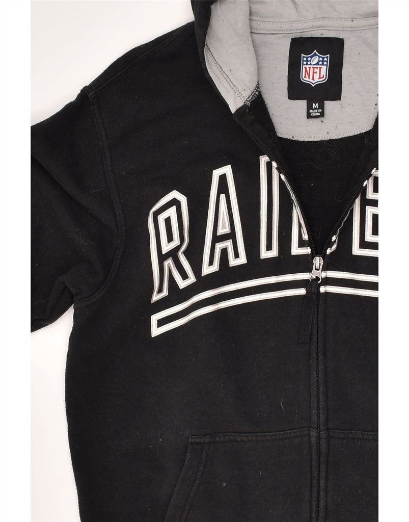 NFL Mens Raiders Graphic Zip Hoodie Sweater Medium Black Cotton | Vintage NFL | Thrift | Second-Hand NFL | Used Clothing | Messina Hembry 