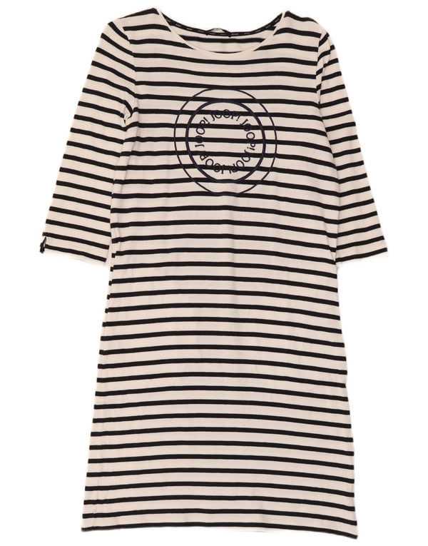 Joop Womens Graphic 3/4 Sleeve Jumper Dress UK 12 Medium White Striped