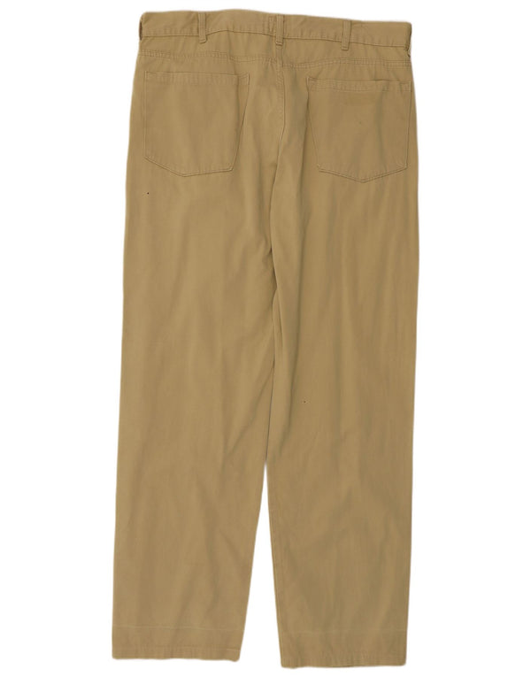 Trussardi Mens Straight Casual Trousers W36 L31 Beige Cotton