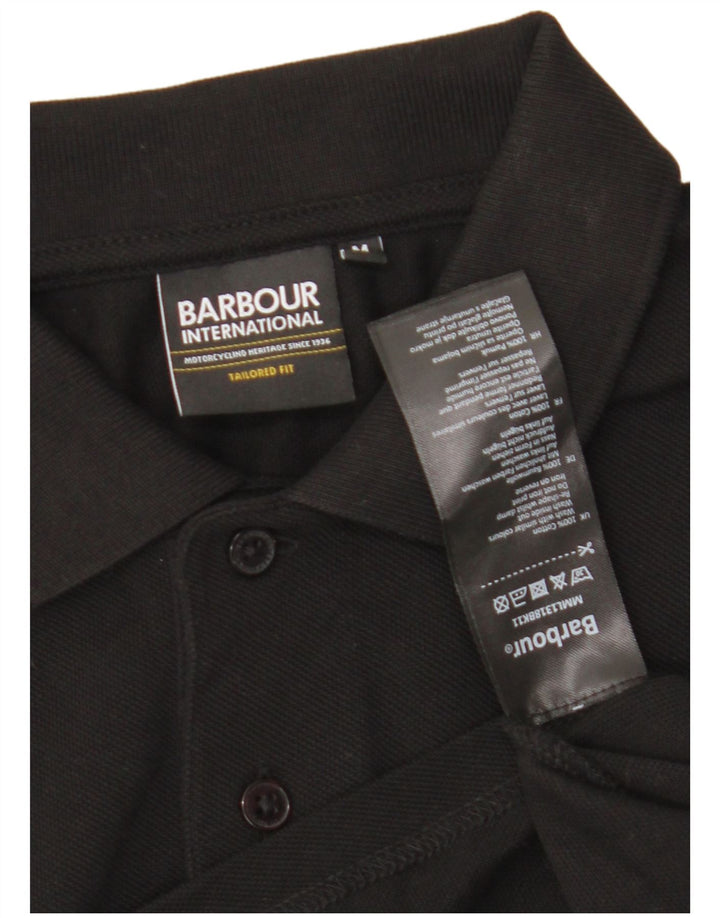 Barbour Mens Polo Shirt Medium Black Cotton