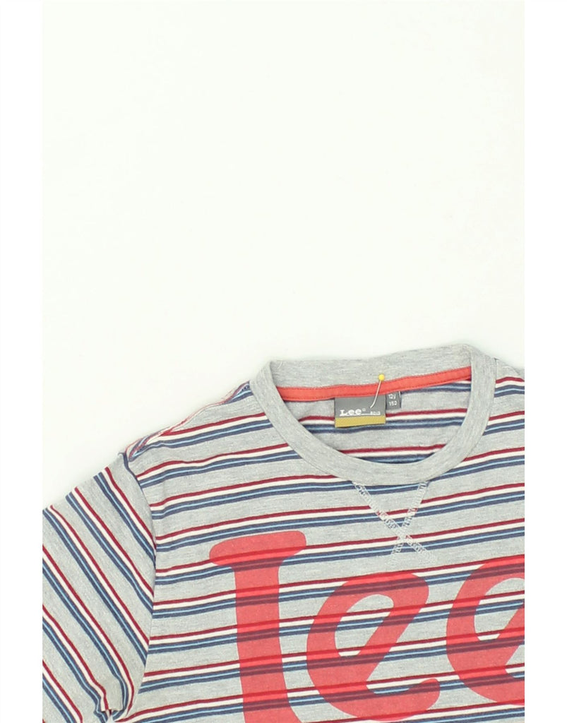 LEE Boys Graphic T-Shirt Top 11-12 Years Grey Striped Cotton | Vintage Lee | Thrift | Second-Hand Lee | Used Clothing | Messina Hembry 